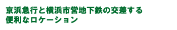 京浜急行と横浜市営地下鉄ブルーラインが交差する便利なロケーション