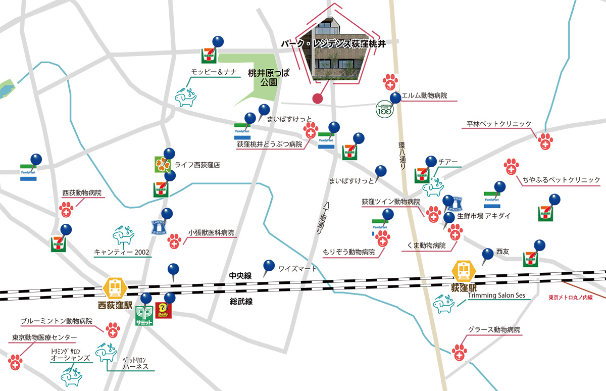 【パーク・レジデンス荻窪桃井 周辺マップ】