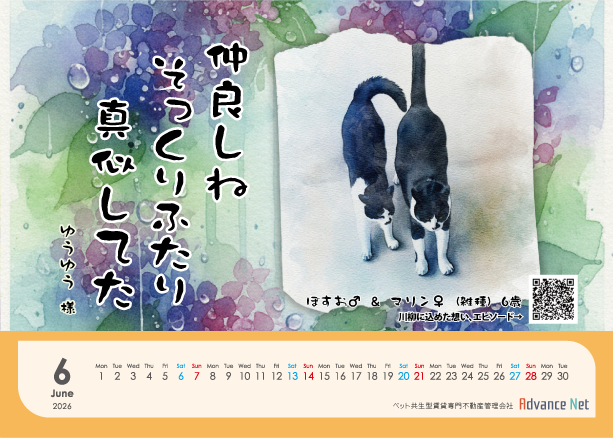 ペット川柳カレンダー　2026年6月